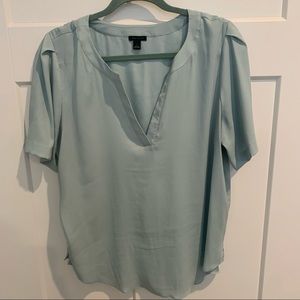 Teal Ann Taylor Short Sleeve Blouse Size Large